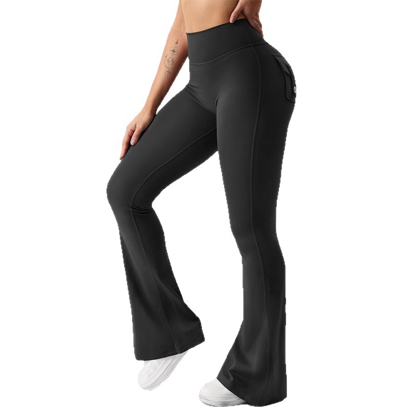 14. Tight-fitting fitness pants with a slight flare, like yoga pants